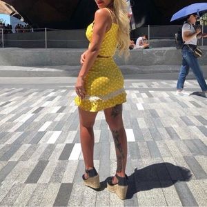 Yellow polka dot two peice set
